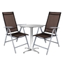 Bistro Sitzgarnitur Bistrogarnitur 3-teilig Silbergrau / Schokobraun