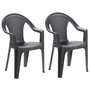 2 Stapelstuhl Gartenstuhl Kunststoff Wetterfest Rattan Optik Anthrazit