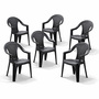6 Stapelstuhl Gartenstuhl Kunststoff Wetterfest Rattan Optik Anthrazit