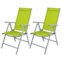 2 St�ck Garten Klappstuhl Aluminium - Textilen Silbergrau/Lime