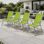 4 St�ck Garten Klappstuhl Aluminium - Textilen Silbergrau/Lime