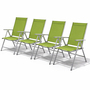4 St�ck Garten Klappstuhl Aluminium - Textilen Silbergrau/Lime