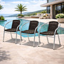 3 St�ck Stabiler Aluminium / Polyrattan Bistrostuhl stapelbar 