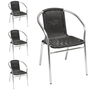 4 Stck Stabiler Aluminuim / Polyrattan Bistrostuhl stapelbar 