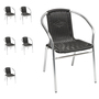 6 Stck Stabiler Aluminuim / Polyrattan Bistrostuhl stapelbar 