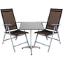 Bistrogarnitur 3-teilig Aluminium - Textilen / Schokobraun