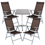Bistrogarnitur 5-teilig Aluminium - Textilen / Schokobraun
