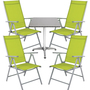 Bistrogarnitur 5-teilig Aluminium - Textilen / Lime