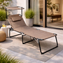 XXL Aluminium Gartenliege Sonnenliege Liege taupe mit Dach L200xB70cm