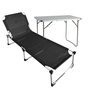 XXL Aluminium Gartenliege bis 150kg schwarz + Beistelltisch
