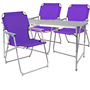 4teiliges Campingm�bel Set Alu wetterfest robust 120x60x58/70cm Lila