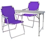 3teiliges Campingm�bel Set Alu wetterfest robust 120x60x58/70cm Lila