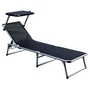 2 St�ck Aluminium Gartenliege schwarz mit Dach L188xB57cm + Beistelltisch