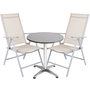 Bistro Sitzgarnitur Bistrogarnitur 3-teilig Silbergrau / Beige