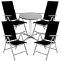 Bistro Sitzgarnitur Bistrogarnitur 5-teilig Silbergrau / Schwarz