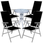 Bistro Sitzgarnitur Bistrogarnitur 5-teilig Silbergrau / Schwarz