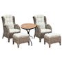 Luxus Rattan Set 2 x Relaxsessel mit Fuhocker + Mosaiktisch