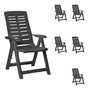 6 St�ck Klappstuhl Hochlehner Gartenstuhl Kunststoff Anthrazit 5-Positionen