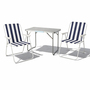 3-teiliges Campingm�bel Set Alu L70xB50xH59cm Blau-wei� gestreift