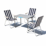 4-teiliges Campingm�bel Set Alu L70xB50xH59cm blau-wei� gestreift