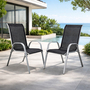 2xOutdoorstuhl Gartenstuhl Stapelstuhl Metall Silber Textilen Schwarz 
