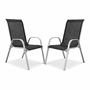 2xOutdoorstuhl Gartenstuhl Stapelstuhl Metall Silber Textilen Schwarz 