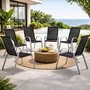 6xOutdoorstuhl Gartenstuhl Stapelstuhl Metall Silber Textilen Schwarz 