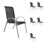 6xOutdoorstuhl Gartenstuhl Stapelstuhl Metall Silber Textilen Schwarz 