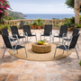 8xOutdoorstuhl Gartenstuhl Stapelstuhl Metall Silber Textilen Schwarz 