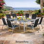 8xOutdoorstuhl Gartenstuhl Stapelstuhl Metall Silber Textilen Schwarz 