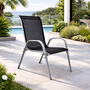 8xOutdoorstuhl Gartenstuhl Stapelstuhl Metall Silber Textilen Schwarz 