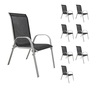 8xOutdoorstuhl Gartenstuhl Stapelstuhl Metall Silber Textilen Schwarz 