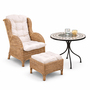 Luxus Rattan Set Relaxsessel mit Fu�hocker + Mosaiktisch
