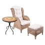 Luxus Rattan Set Relaxsessel mit Fu�hocker + Mosaiktisch