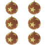 6-tlg. Christbaumkugeln Stern beflockt Glitzer Kupfer/Gold  8cm