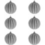 6-tlg. Weihnachtsbaumkugeln Streifen beflockt Glitzer Silber  8cm