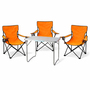 4-teiliges Campingm�bel Set orange Tisch+Campingst�hle mit Tasche 