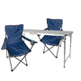 3-teiliges Campingm�bel Set blau Tisch h�henverstellbar+St�hle 