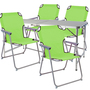 5-teiliges Campingm�bel Set Alu 120x60x58/70cm Limegr�n