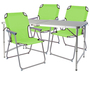 4-teiliges Campingm�bel Set Alu 120x60x58/70cm Limegr�n