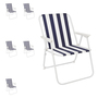 6er Set Campingstuhl Blau/Wei� gestreift