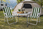 3-teiliges Campingm�bel Set Alu L80xB60xH68cm Gr�n-wei� gestreift