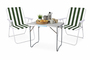 3-teiliges Campingm�bel Set Alu L80xB60xH68cm Gr�n-wei� gestreift