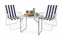 3-teiliges Campingm�bel Set Alu L80xB60xH68cm blau-wei� gestreift
