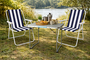 3-teiliges Campingm�bel Set Alu L80xB60xH68cm blau-wei� gestreift