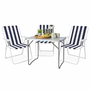 4-teiliges Campingm�bel Set Alu L80xB60xH68cm blau-wei� gestreift