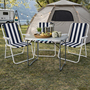 4-teiliges Campingm�bel Set Alu L80xB60xH68cm blau-wei� gestreift