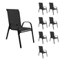 8xOutdoorstuhl Gartenstuhl Stapelstuhl robust Metall Textilen Schwarz 