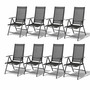 8 Stk. Garten Klappstuhl Aluminium - Textilen Anthrazit / Anthrazit
