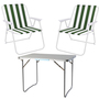 3-teiliges Campingm�bel Set Alu L70xB50xH59cm gr�n-wei�